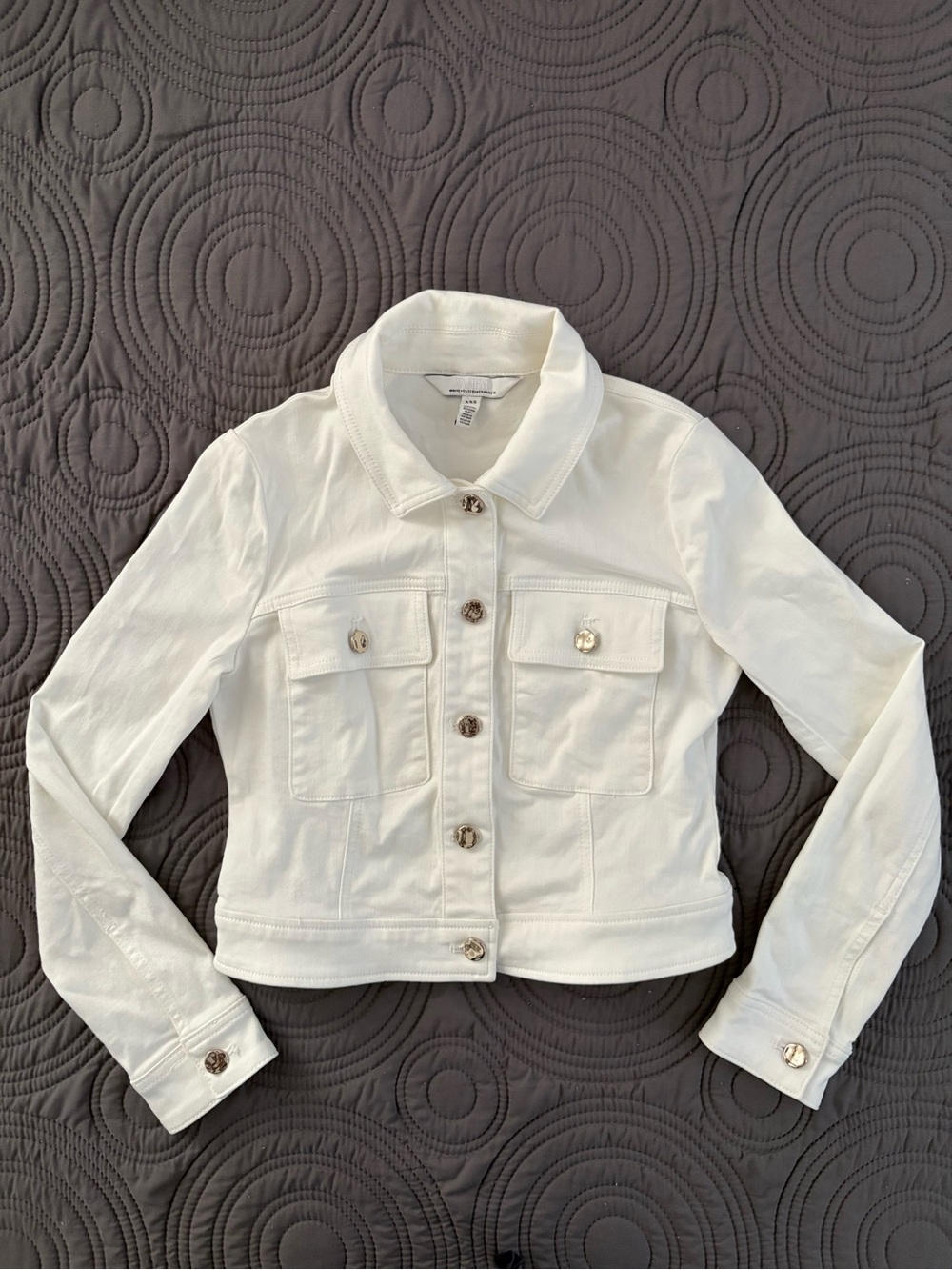 White House Black Market White Cropped Denim Jacket